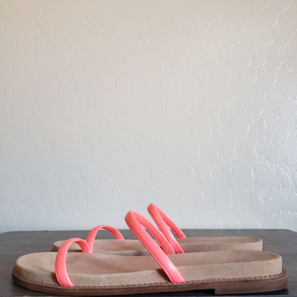 Madewell Bare Leather Slide Sandals Electric Pink Size Women's 7.5 Neon Slip-On - Picture 5 of 10